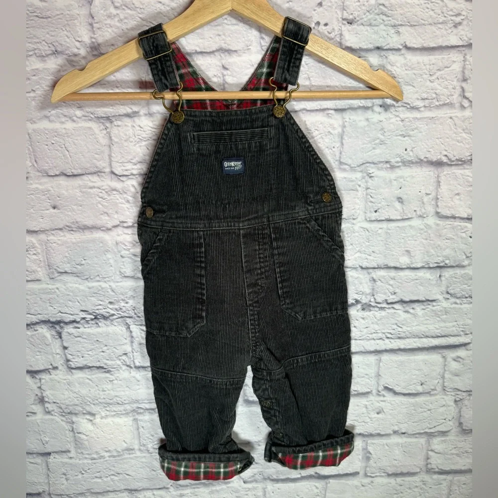 Oshkosh B'gosh Corduroy lined Overalls Unisex Boy‎ Girl size 12 months black
